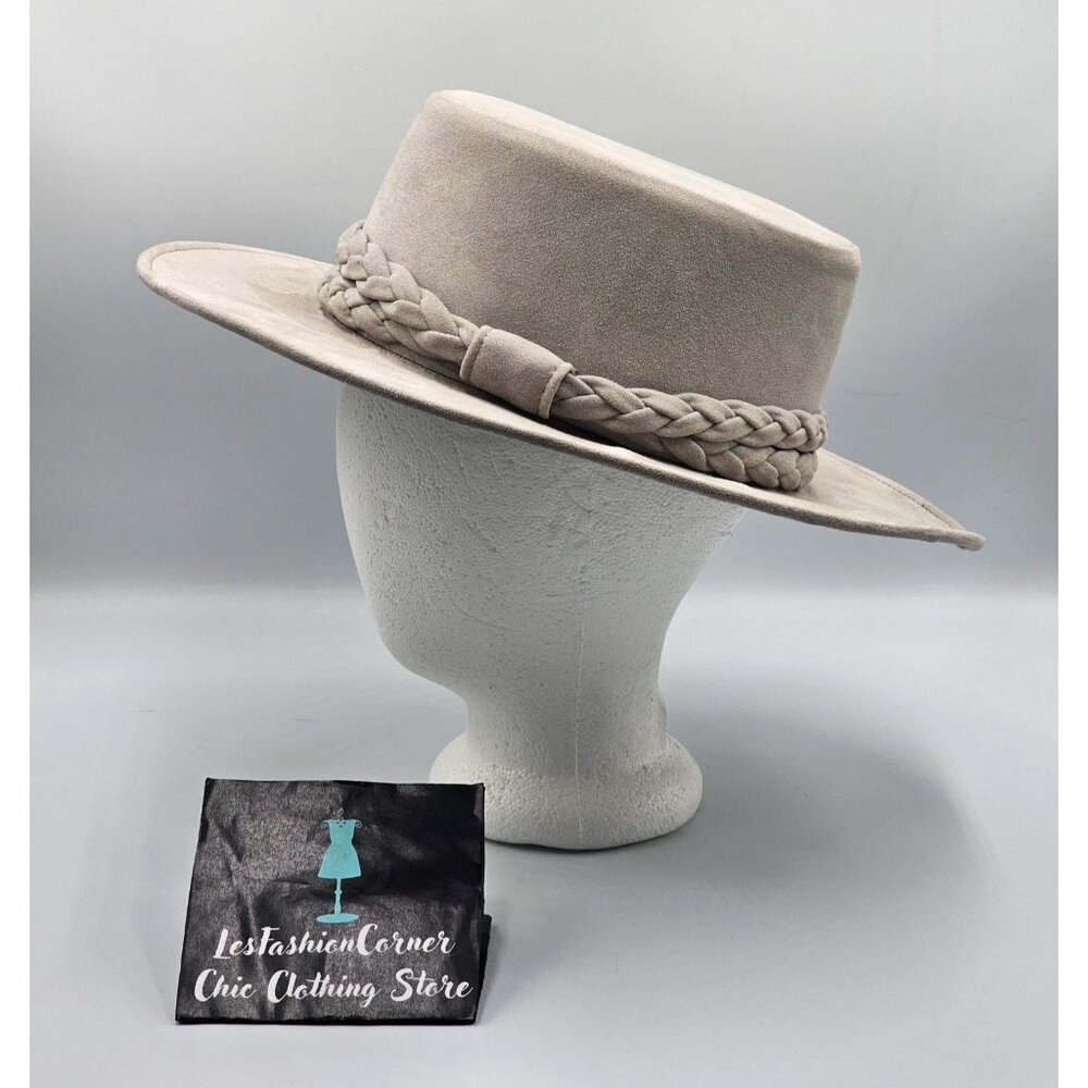 Anthropologie ASN Cordobes Hat Light Gray Faux Suede Braided Boho One Size 3233 - Picture 4 of 13